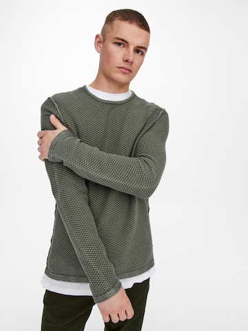 Only & Sons Пуловер 'Pavo' в сиво