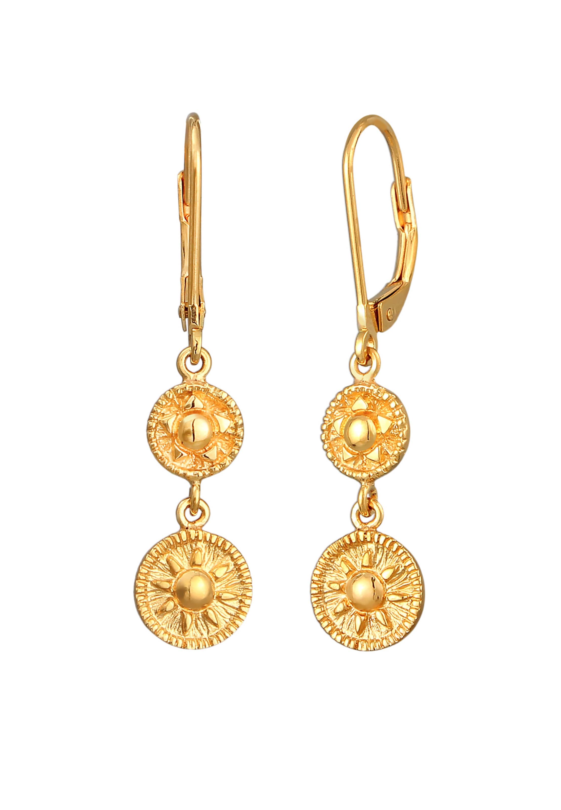 ELLI Ohrringe 'Sonne' in Gold: Vorderseite
