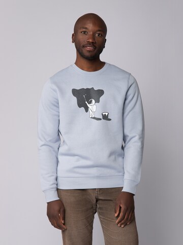 Watapparel Sweatshirt ' Painting space ' in Blauw: voorkant