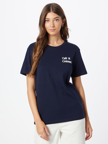 T-shirt 'Café & Croissant' Les Petits Basics en bleu : devant