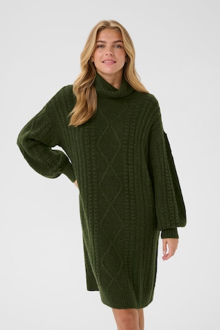 Cream Strikkjole 'Pumpkin ' i grøn: forside
