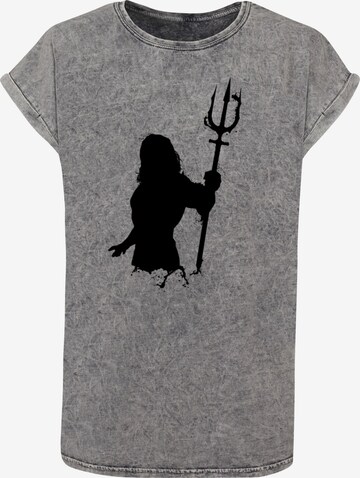 ABSOLUTE CULT Shirt 'Aquaman - Mono Silhouette' in Grijs: voorkant