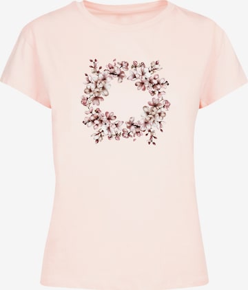 F4NT4STIC T-Shirt 'Rosa Frühlings Blumenkranz Dekor' in Pink: Vorderseite