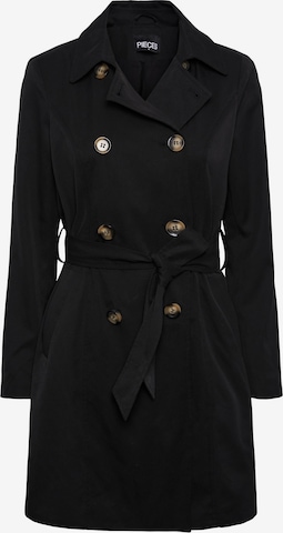 PIECES Between-Seasons Coat 'Sara' in Black: front