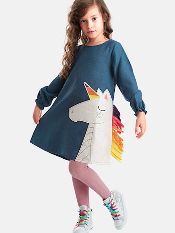 Denokids Kleid 'Colorful Unicorn' in Blau: Vorderseite