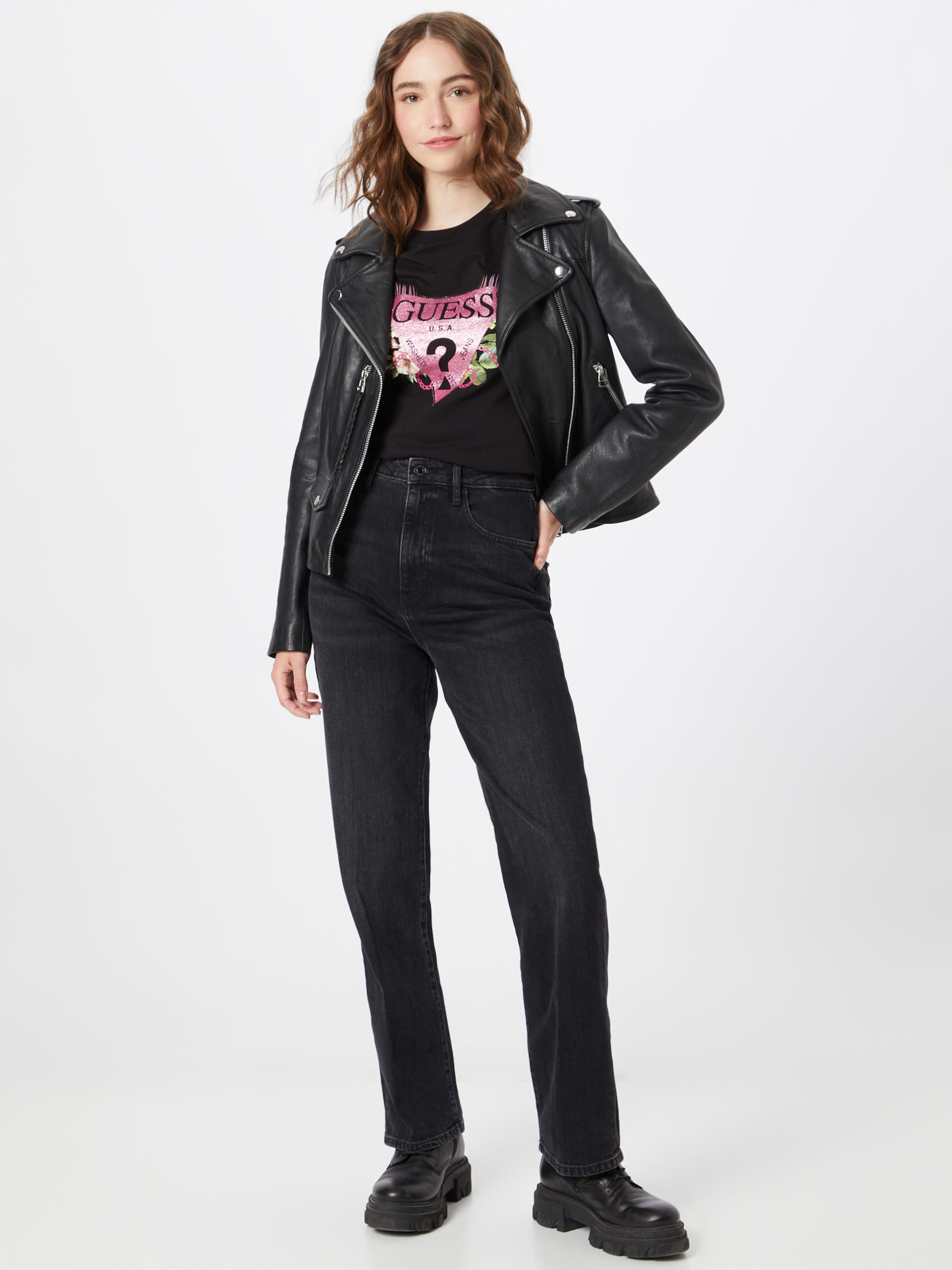 Frauen Shirts & Tops GUESS T-Shirt 'FLORIA' in Schwarz - SH56614 Frauen Shirts & Tops GUESS T-Shirt 'FLORIA' in Schwarz - SH56614
