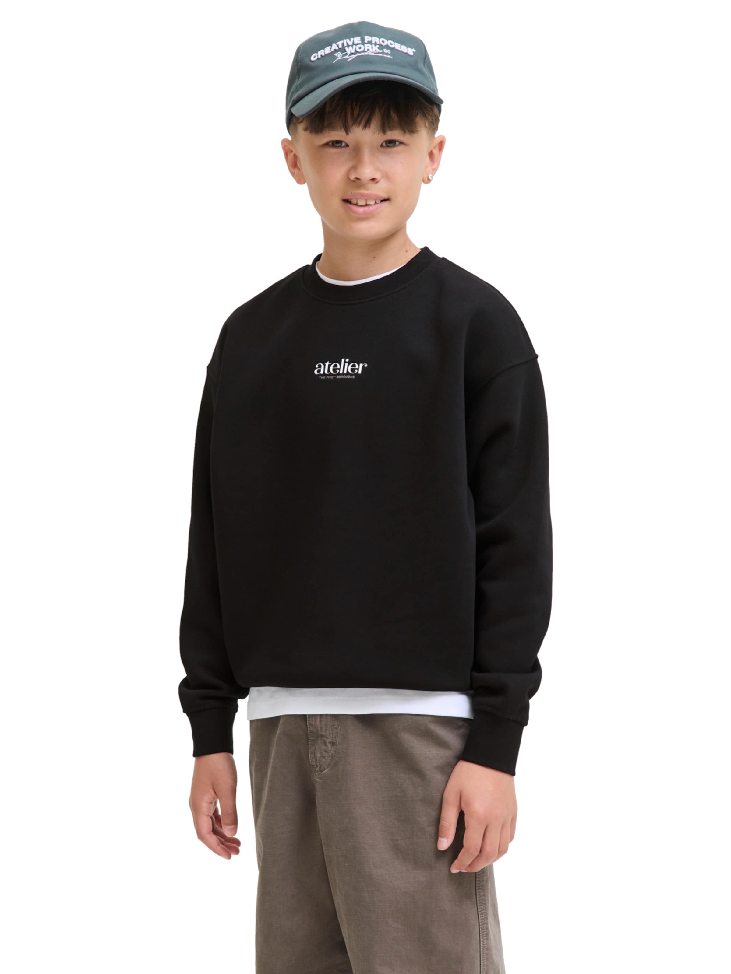 Jack & Jones Junior Sweatshirt 'Brooklyn' in Black: front