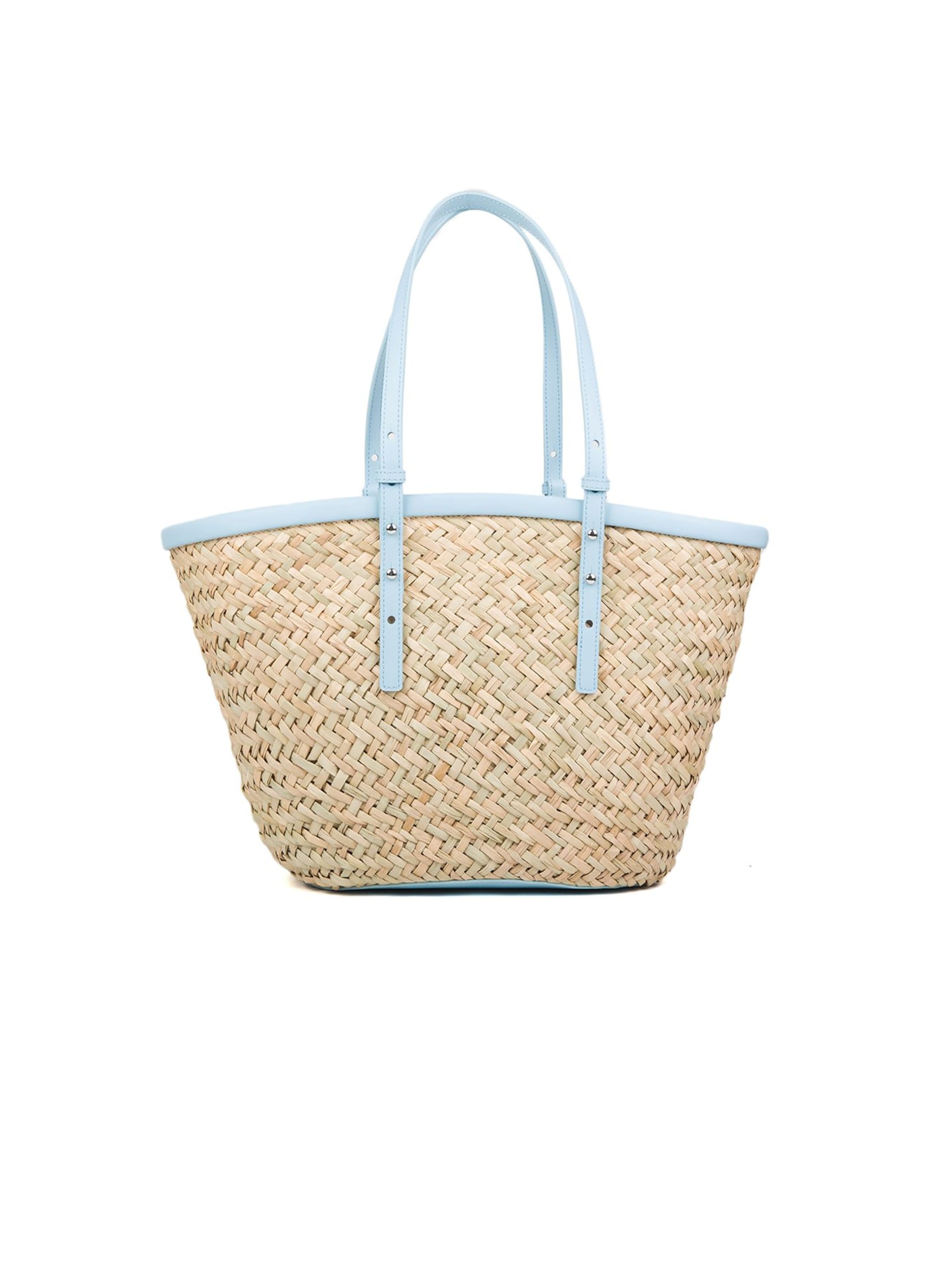 Borsa a mano 'Love Summer Basket Rafia + Vit' di PINKO in beige