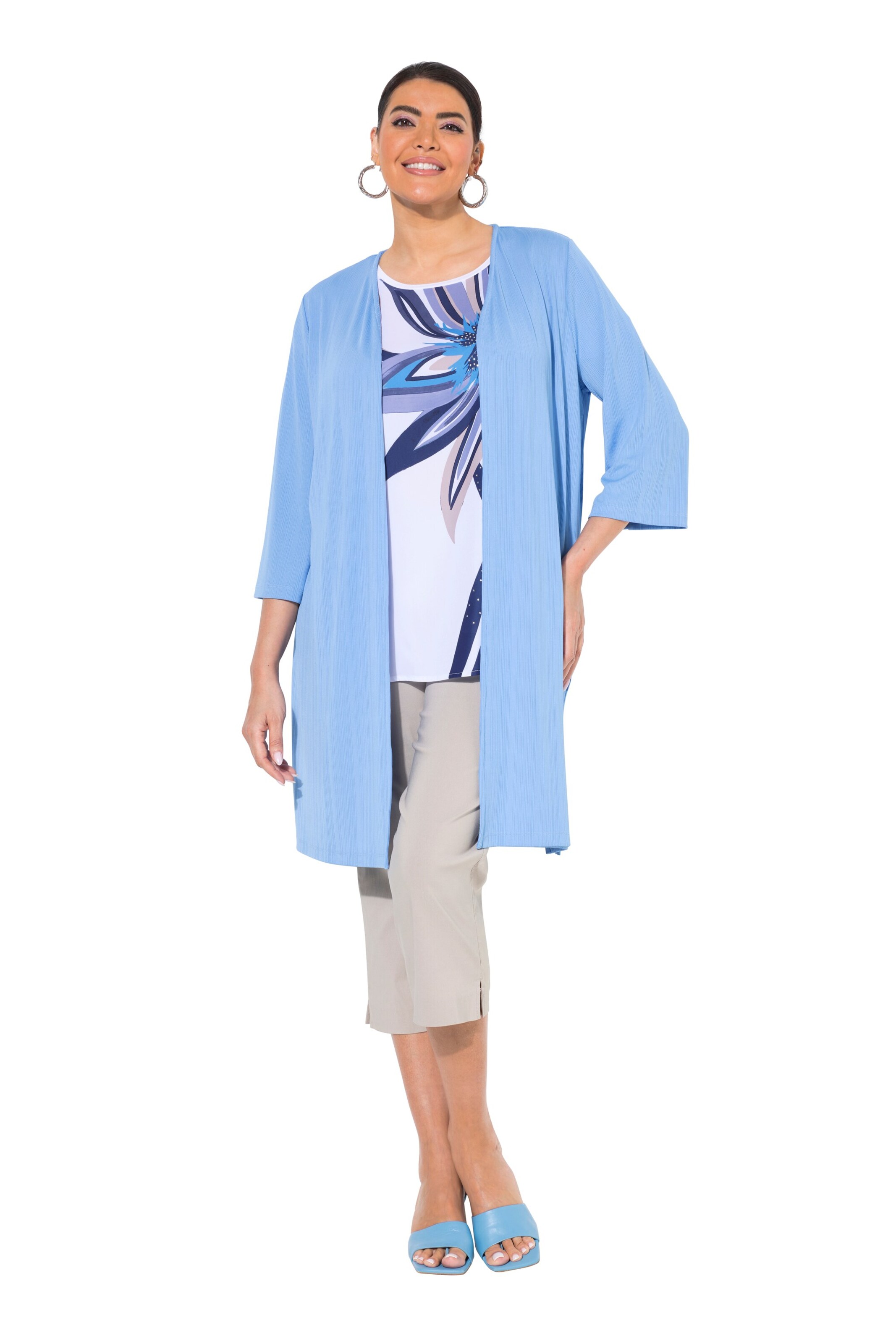 Ulla Popken Knit Cardigan in Blue: front