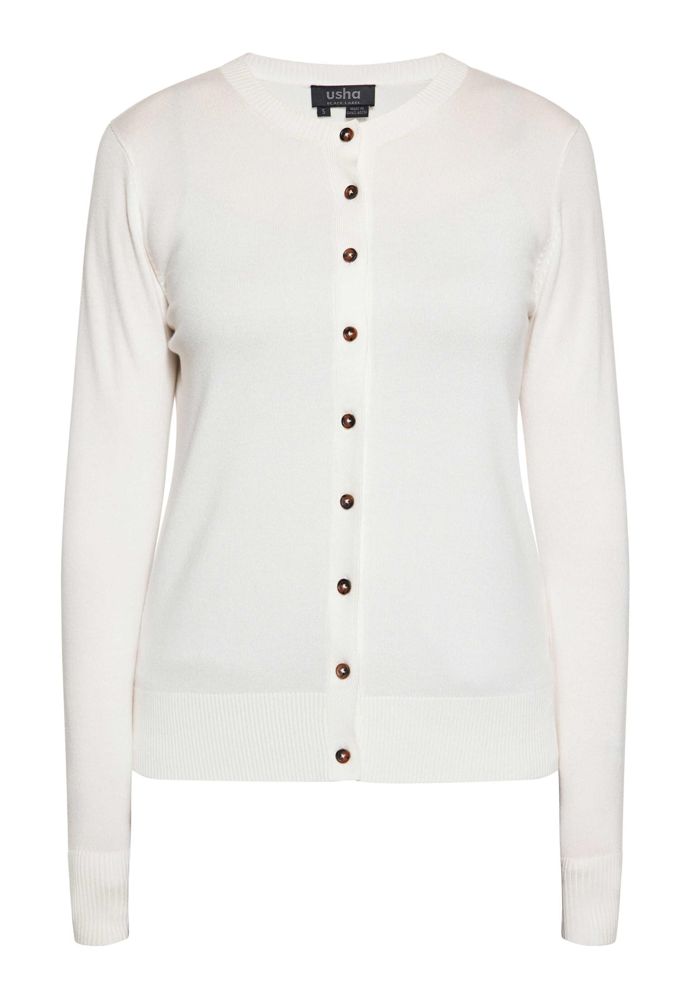 usha BLACK LABEL Gebreid vest in Wit: voorkant