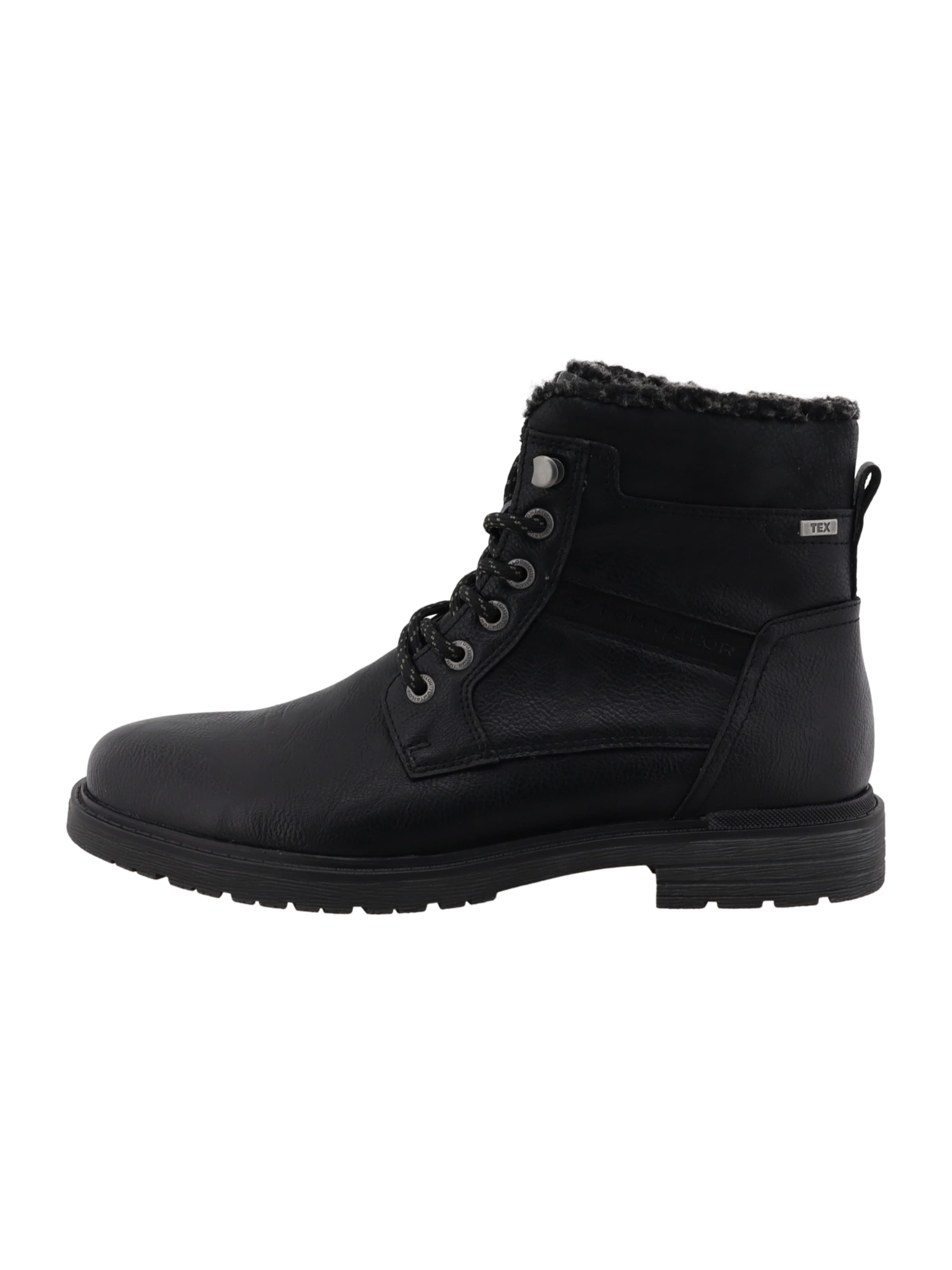 TOM TAILOR Schnürboots in Schwarz: Vorderseite