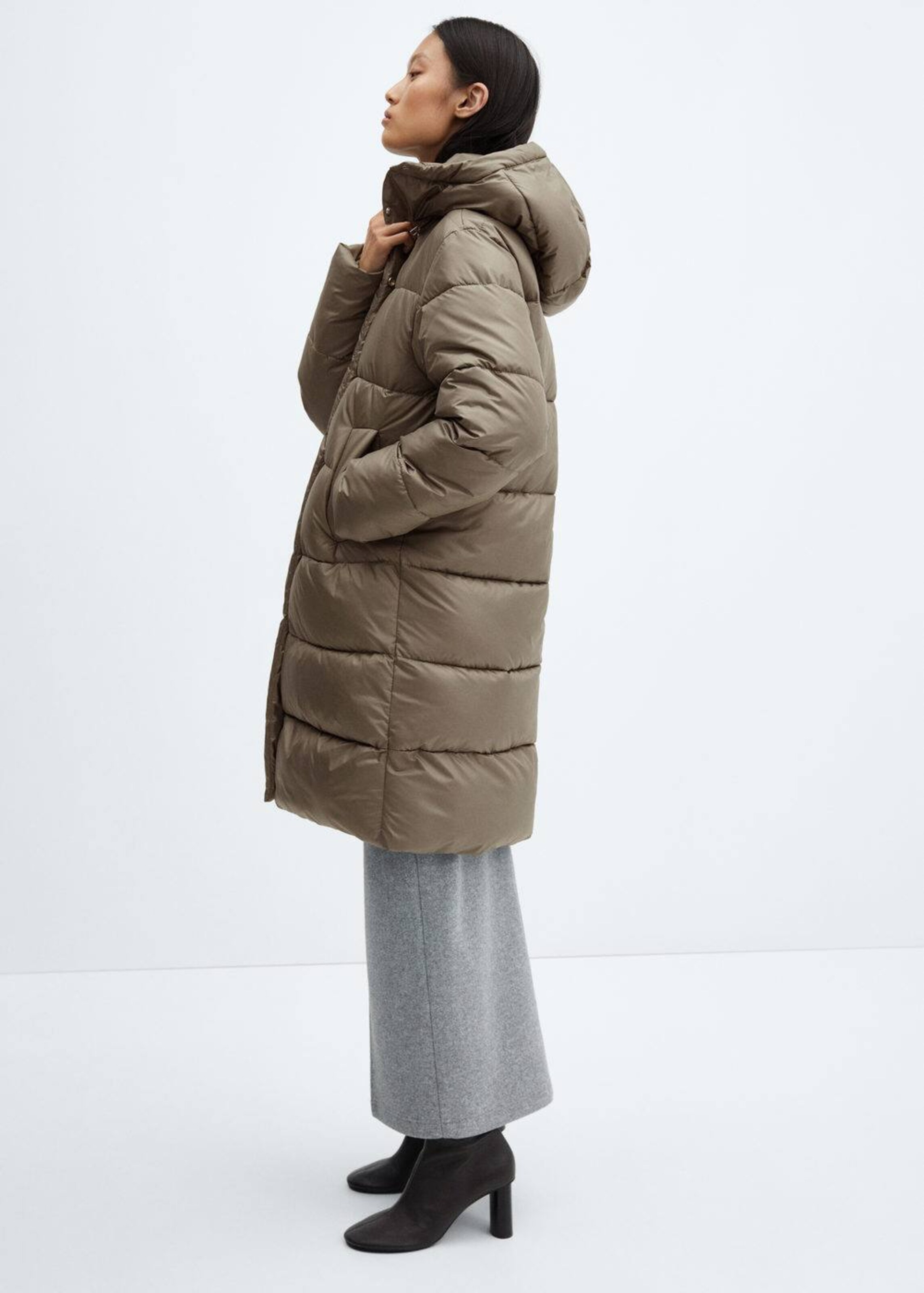MANGO Winter Coat Anorak Rocio in Khaki ABOUT YOU