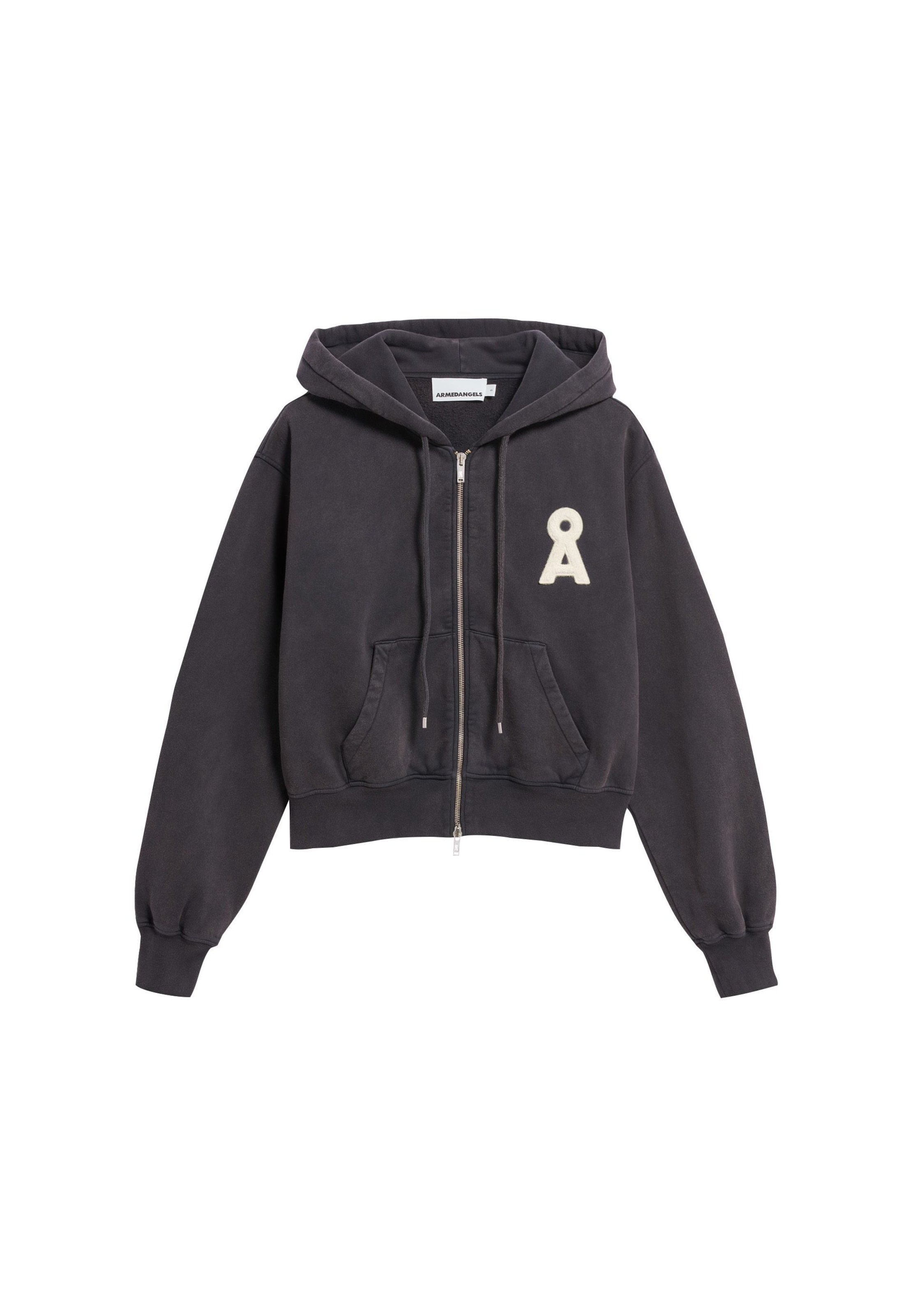 ARMEDANGELS Sweatjacke CROPPED ZIPPER in Grau: Vorderseite