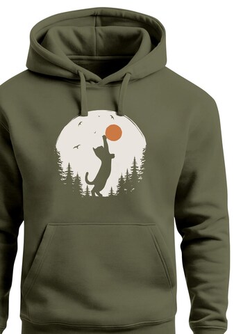 Neverless Sweatshirt 'Wald Katze'‌ in Grün