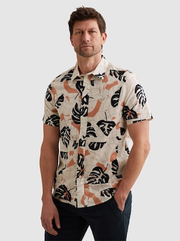 PME Legend Regular fit Skjorta 'Shirt with short sleeves in slub cotton' i vit