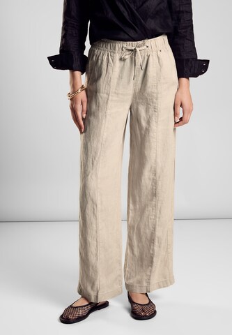 STREET ONE Wide leg Pleated Pants in Beige: front