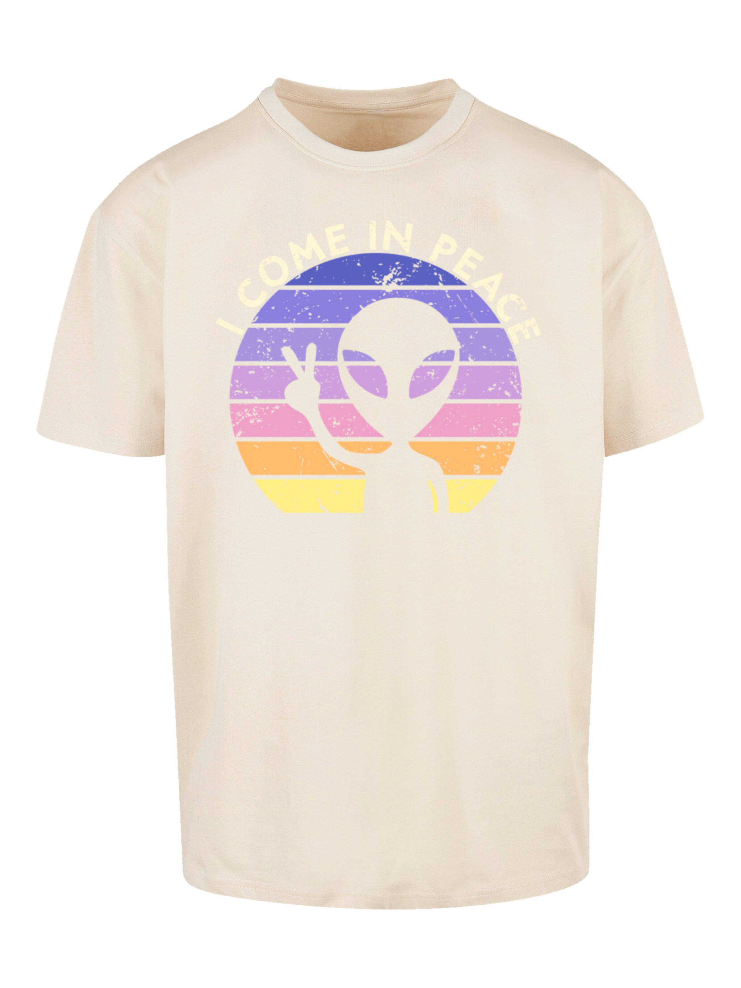 F4NT4STIC Shirt 'Alien Peace Sunset' in Beige: voorkant