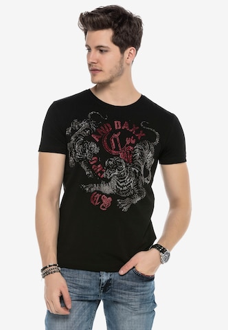 CIPO & BAXX T-Shirt CBJ TIGER mit Pailletten Print in Schwarz: predná strana