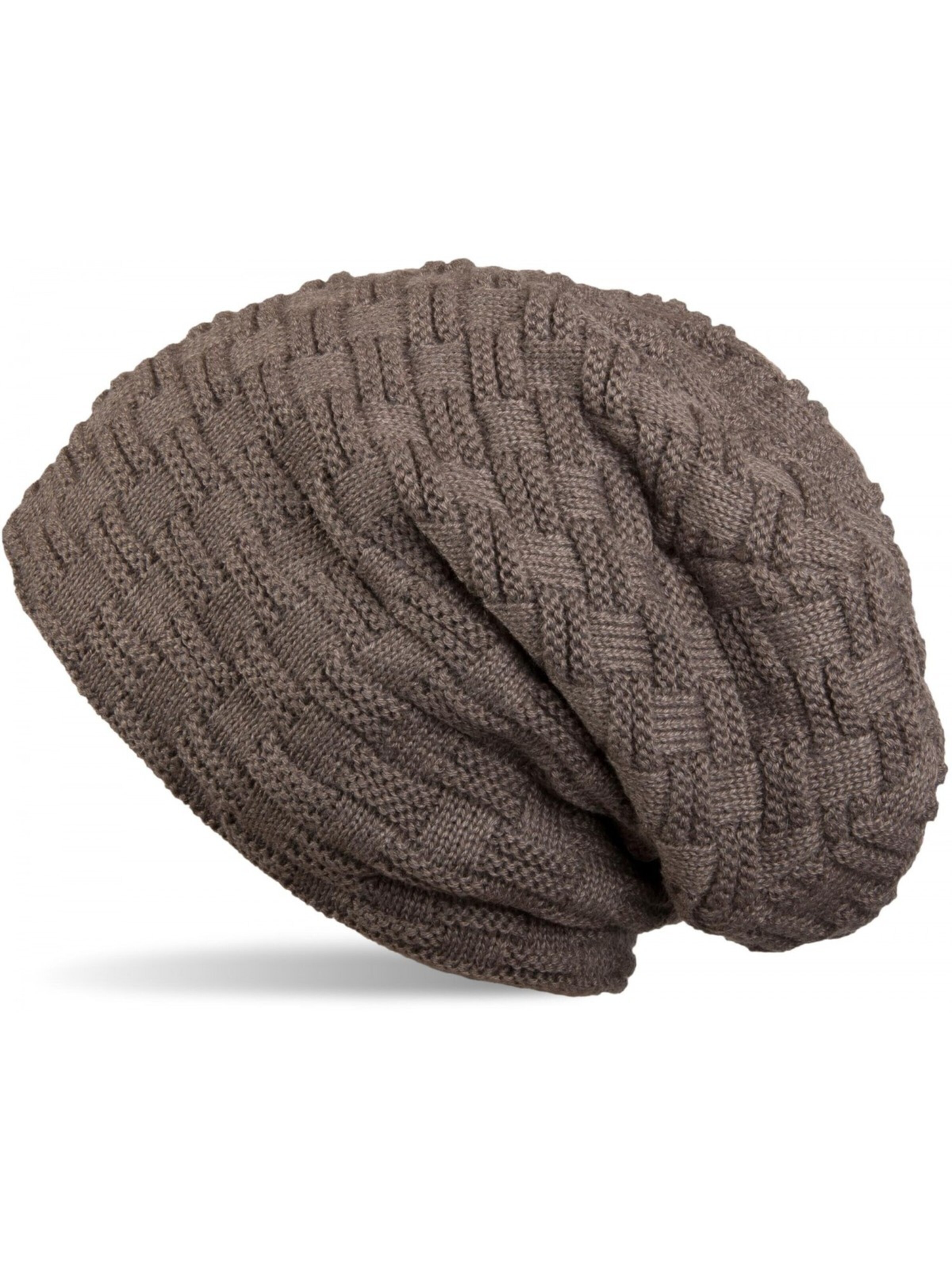 styleBREAKER Mütze 'Feinstrick Beanie mit Flecht Muster und Teddyfleece'‌ in Grau: Vorderseite