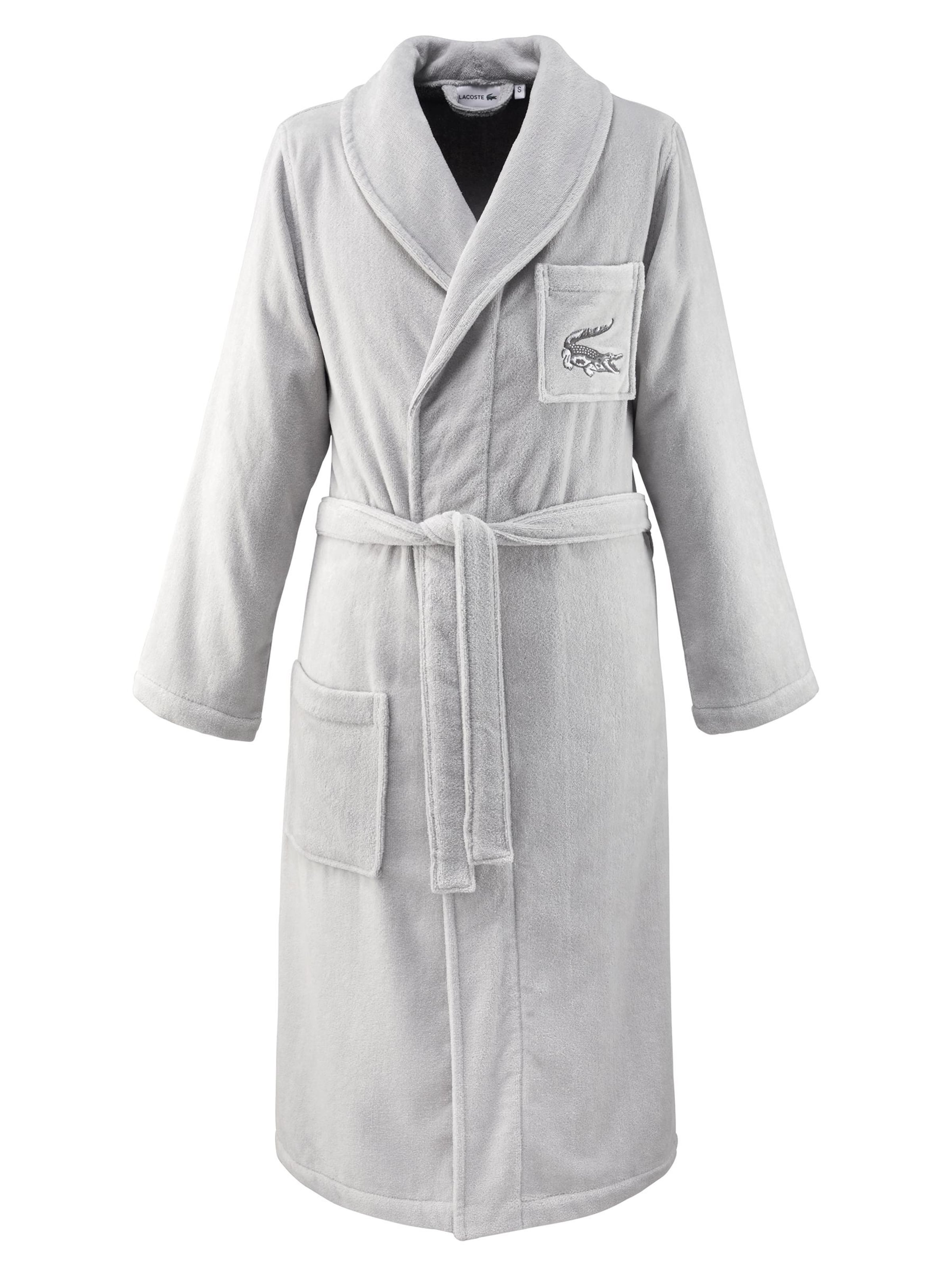 LACOSTE Long Bathrobe 'LRENE' in Grey: front