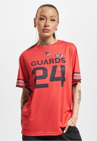 DEF Shirt 'DefShop x European League Of Football Helvetic Guards' in Rood: voorkant