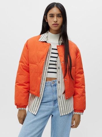 Geacă de primăvară-toamnă de la Pull&Bear pe portocaliu: față