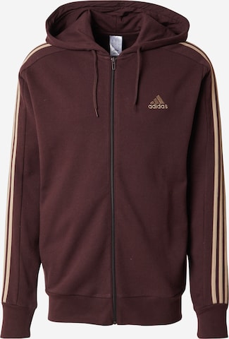 ADIDAS SPORTSWEAR - Casaco de treino em moletão 'Essentials' em castanho: frente