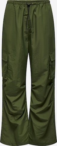 Wide Leg Pantalon cargo 'HUNGER' ONLY en vert : devant