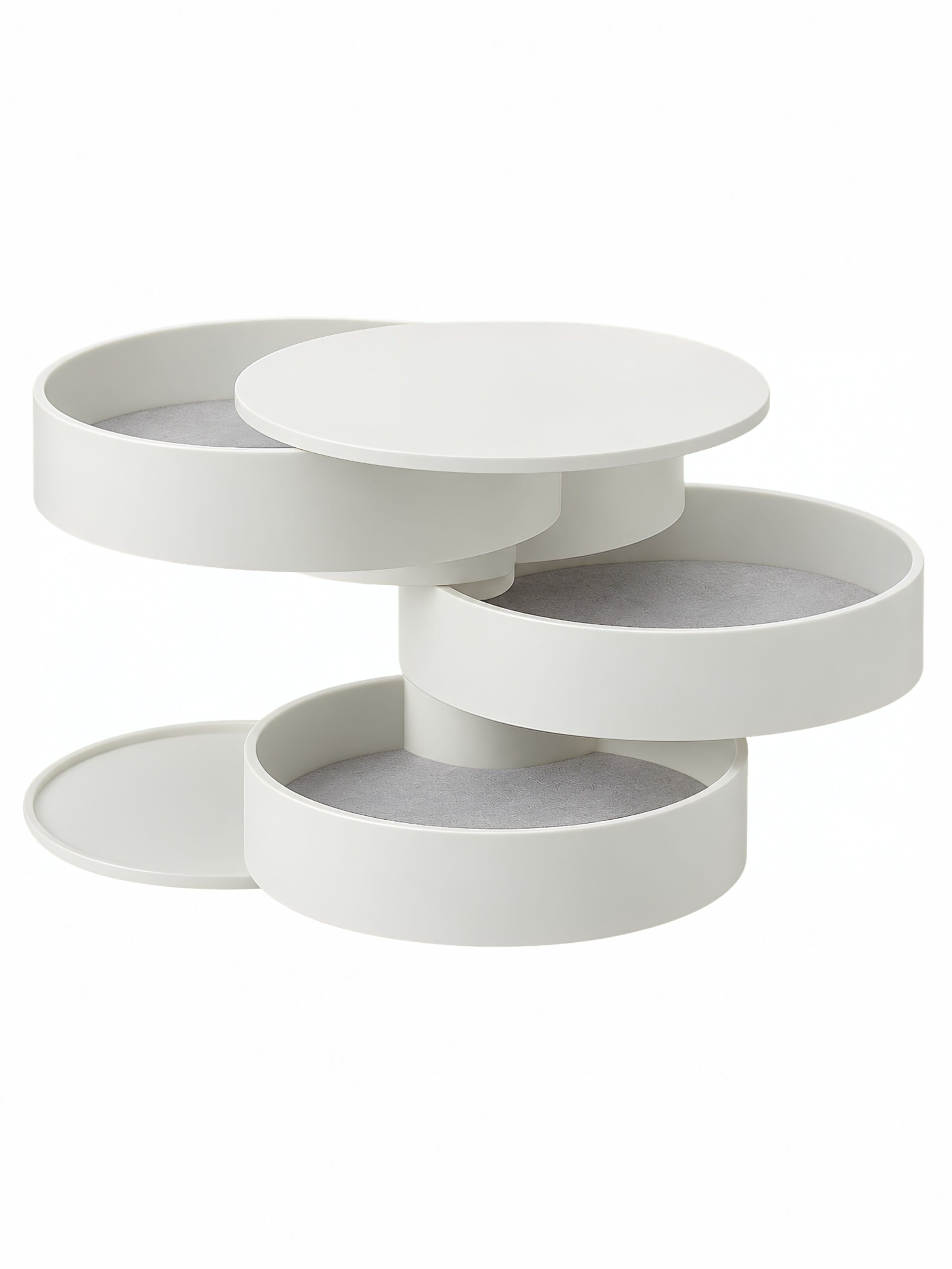Boîte à bijoux 'Rotating Round Jewelry Organizer with 4 Compartments - White' UNIQ Beauty en blanc : devant