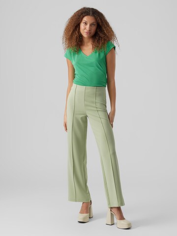 VERO MODA Wide leg Trousers with creases 'Becky' in Green