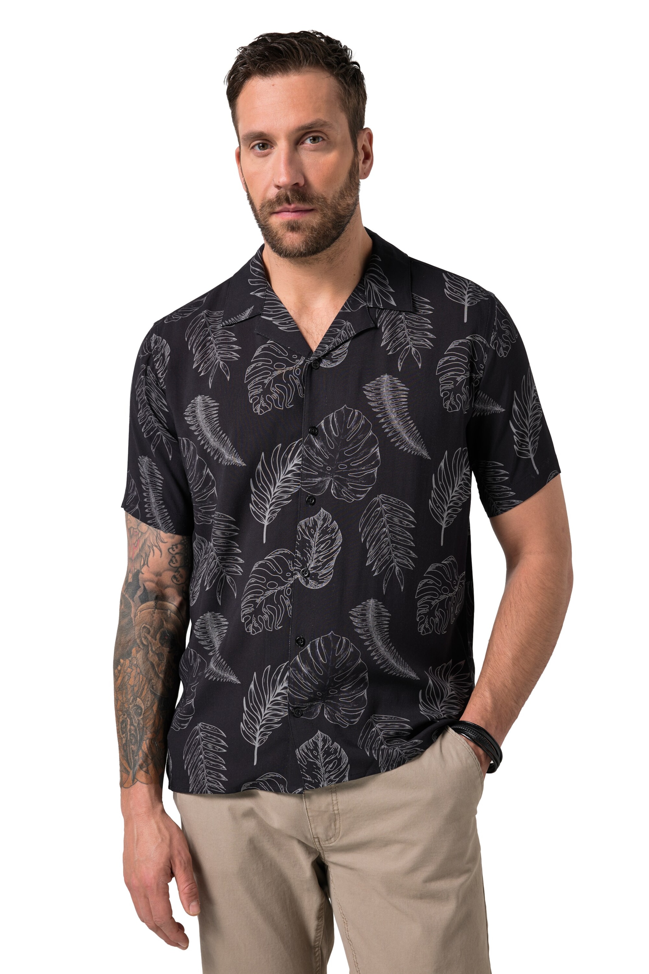 JP1880 Regular Fit Hemd in Schwarz: Vorderseite