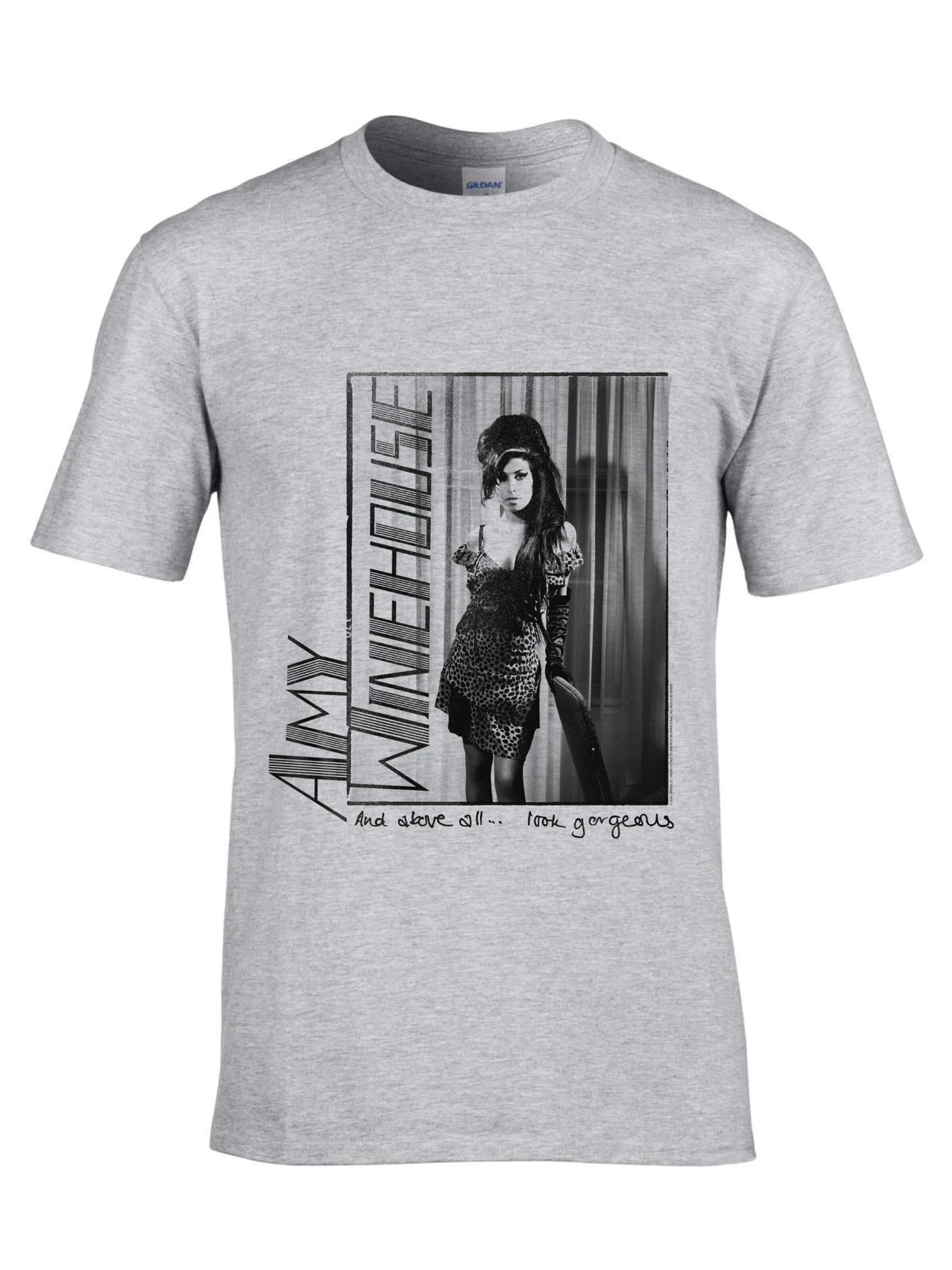 Amy Winehouse Shirt 'Amy Winehouse And Above All…Look Gorgeous T-Shirt' in Grijs: voorkant