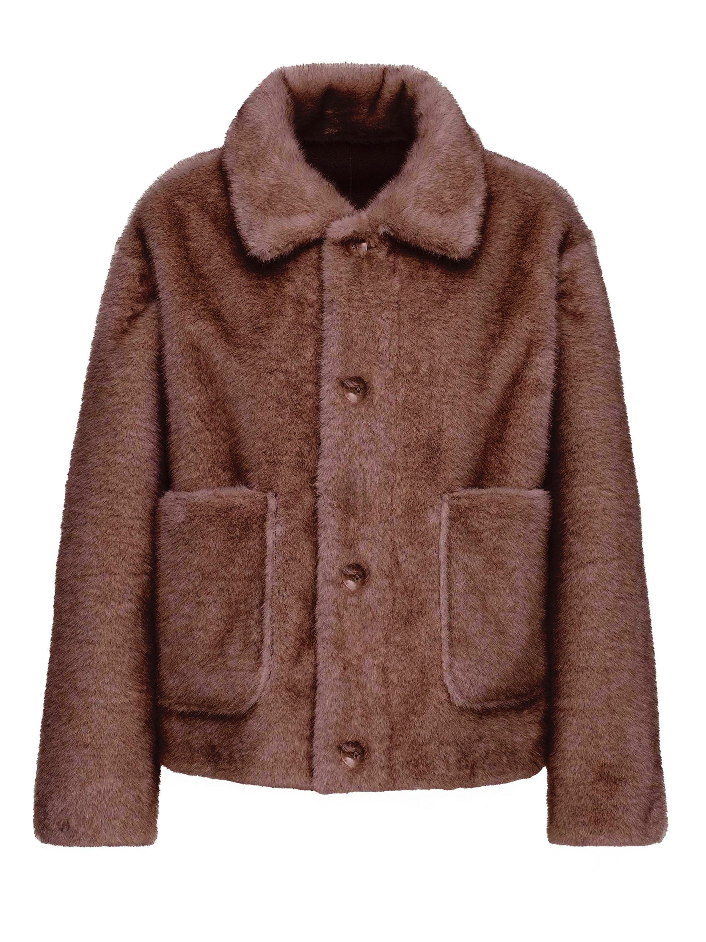 MANISA Between-season jacket 'Kunstpelzjacke' in Brown