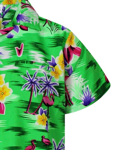 King Kameha Shirt 'Flamingos' in Gelb