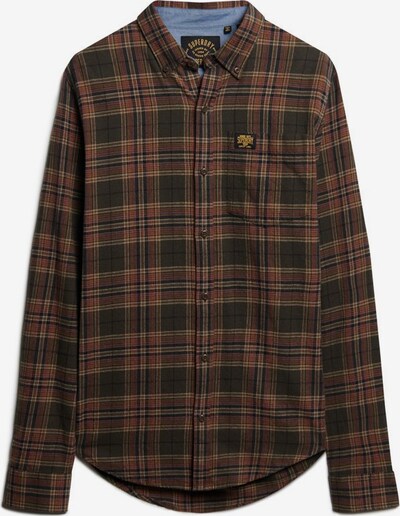 Superdry Button Up Shirt in Brown / Olive / White, Item view