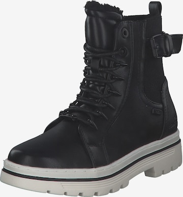 TOM TAILOR Lace-Up Ankle Boots in Black: front