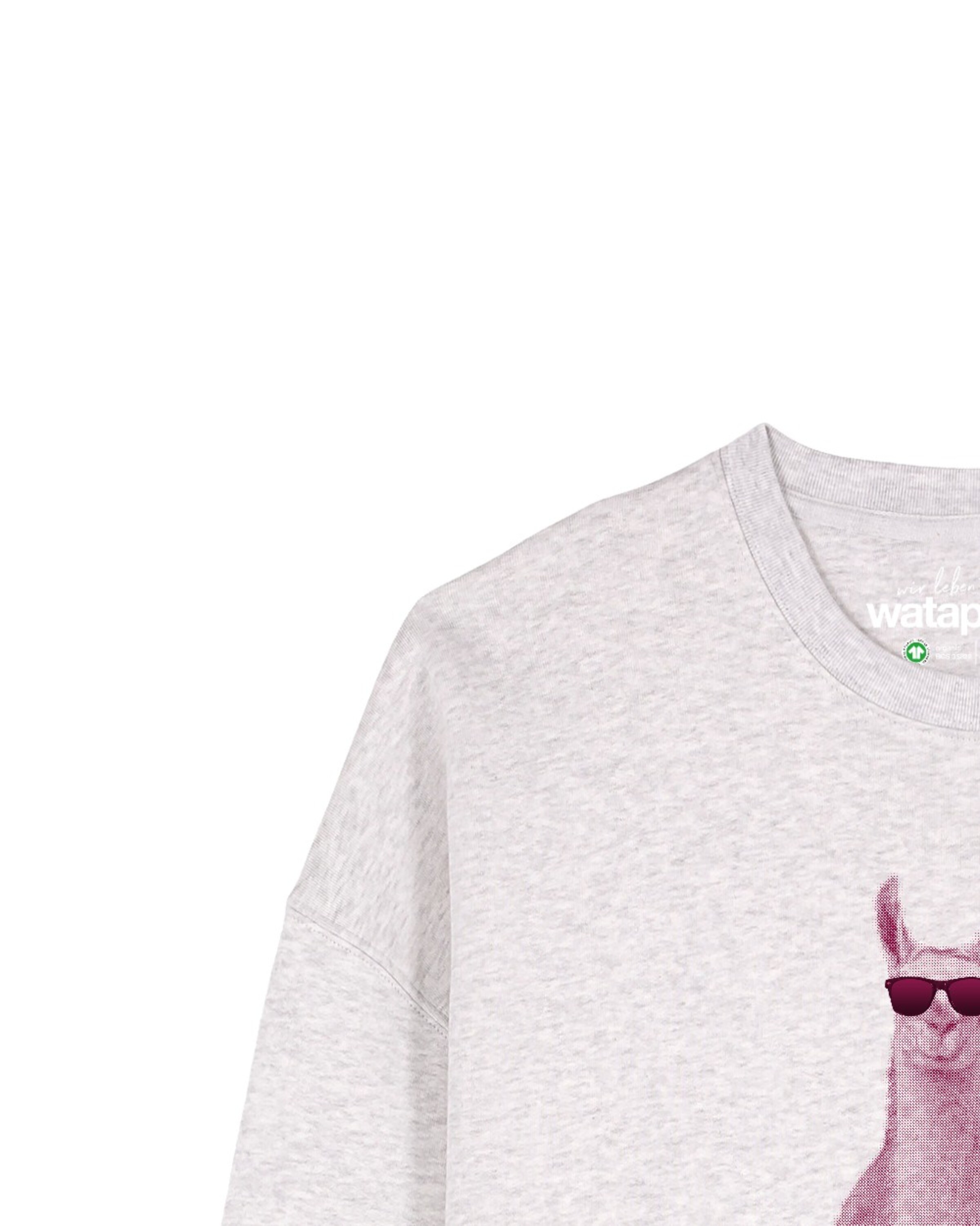 Watapparel Sweatshirt ' Lama sagt Hi ' in Grijs
