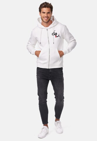 smiler. Zip-Up Hoodie in White