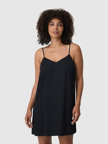 Les Lunes Negligé 'BLOOM Sleep Dress shiny' in Zwart: voorkant