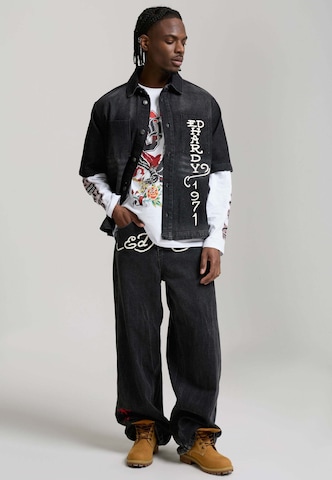 Fit confort Chemise 'Tonal Dragon' Ed Hardy en noir