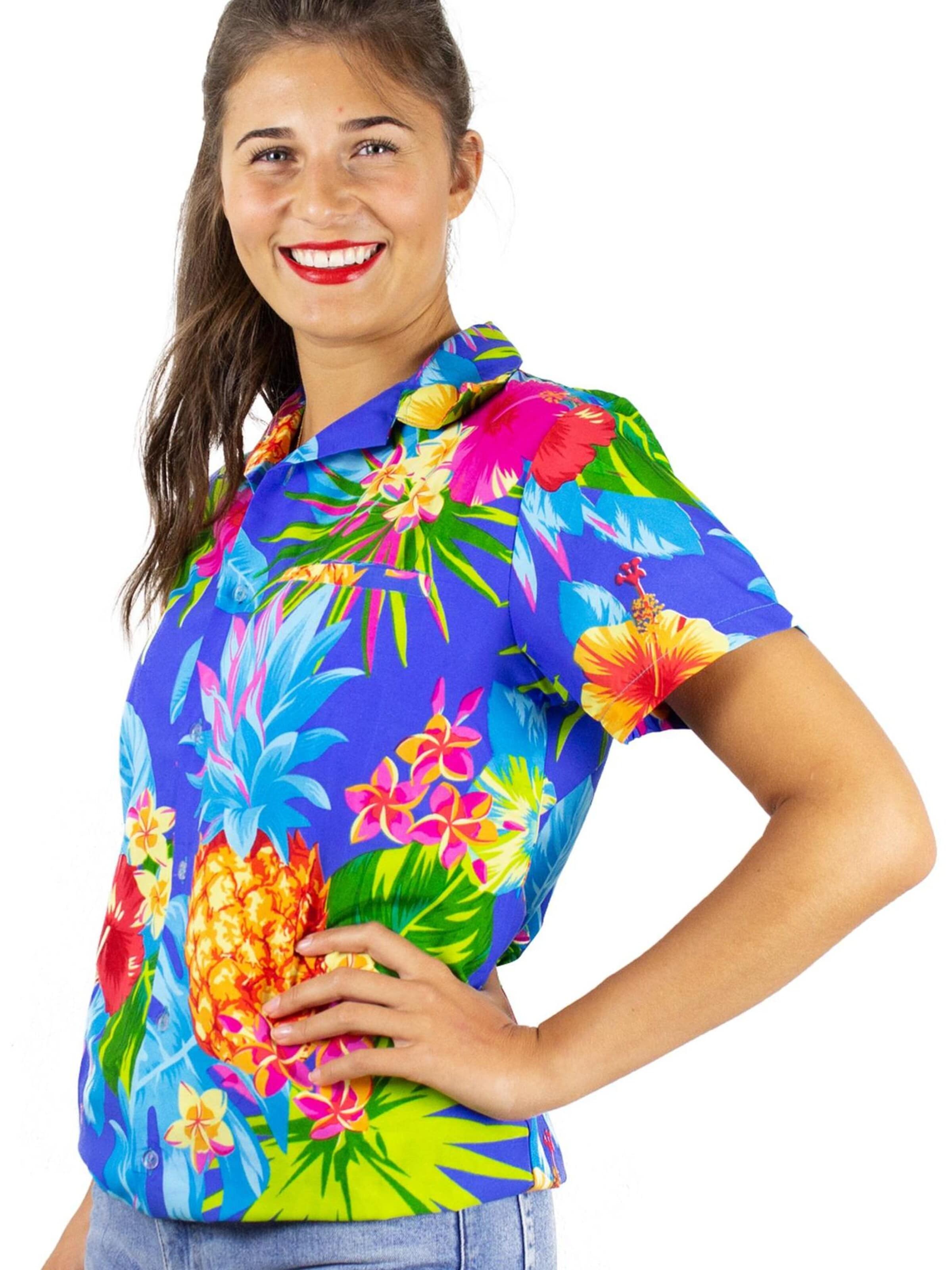 Camicia da donna 'Pineapple' di King Kameha in blu