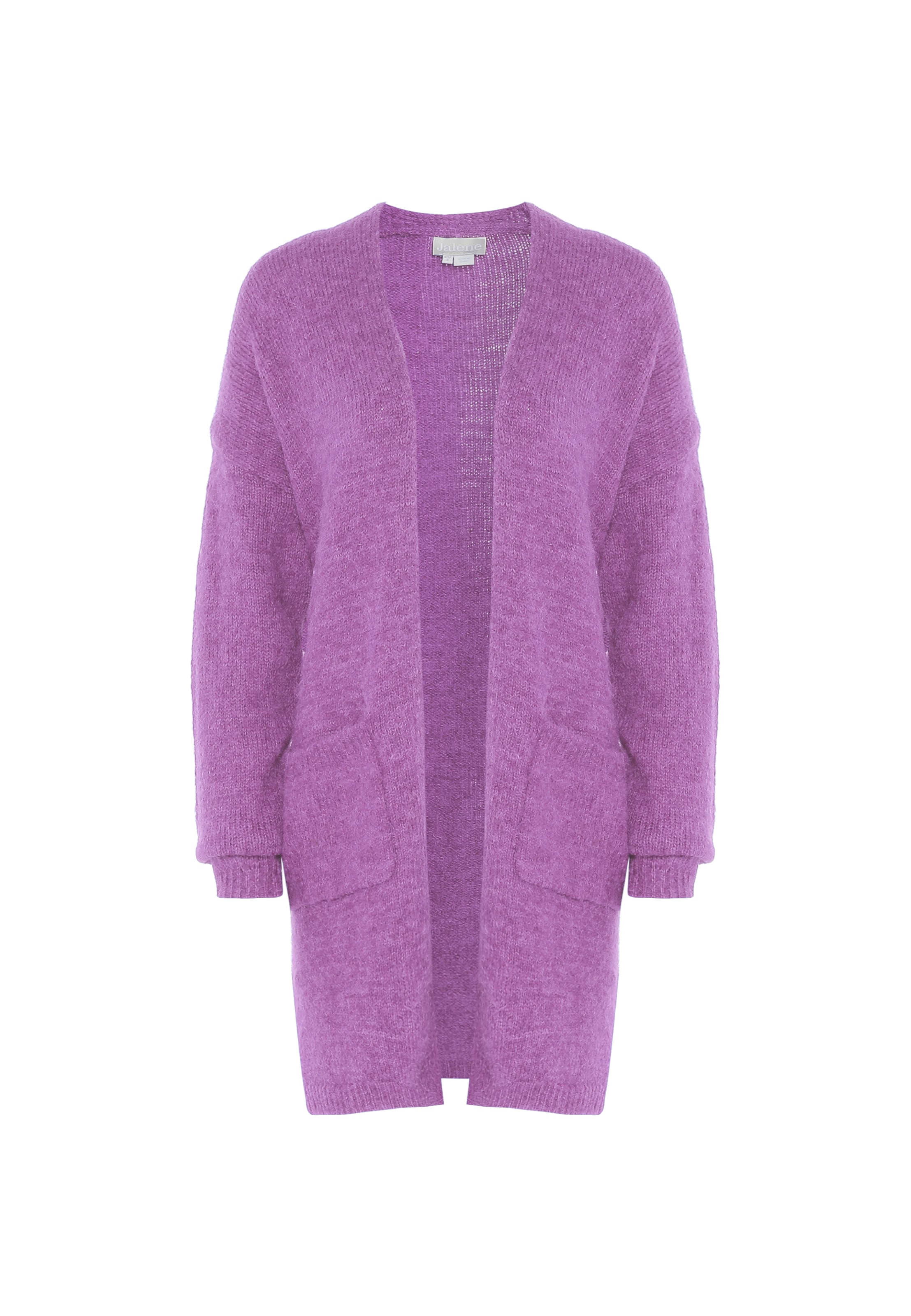 Geacă tricotată de la Jalene pe mov: față