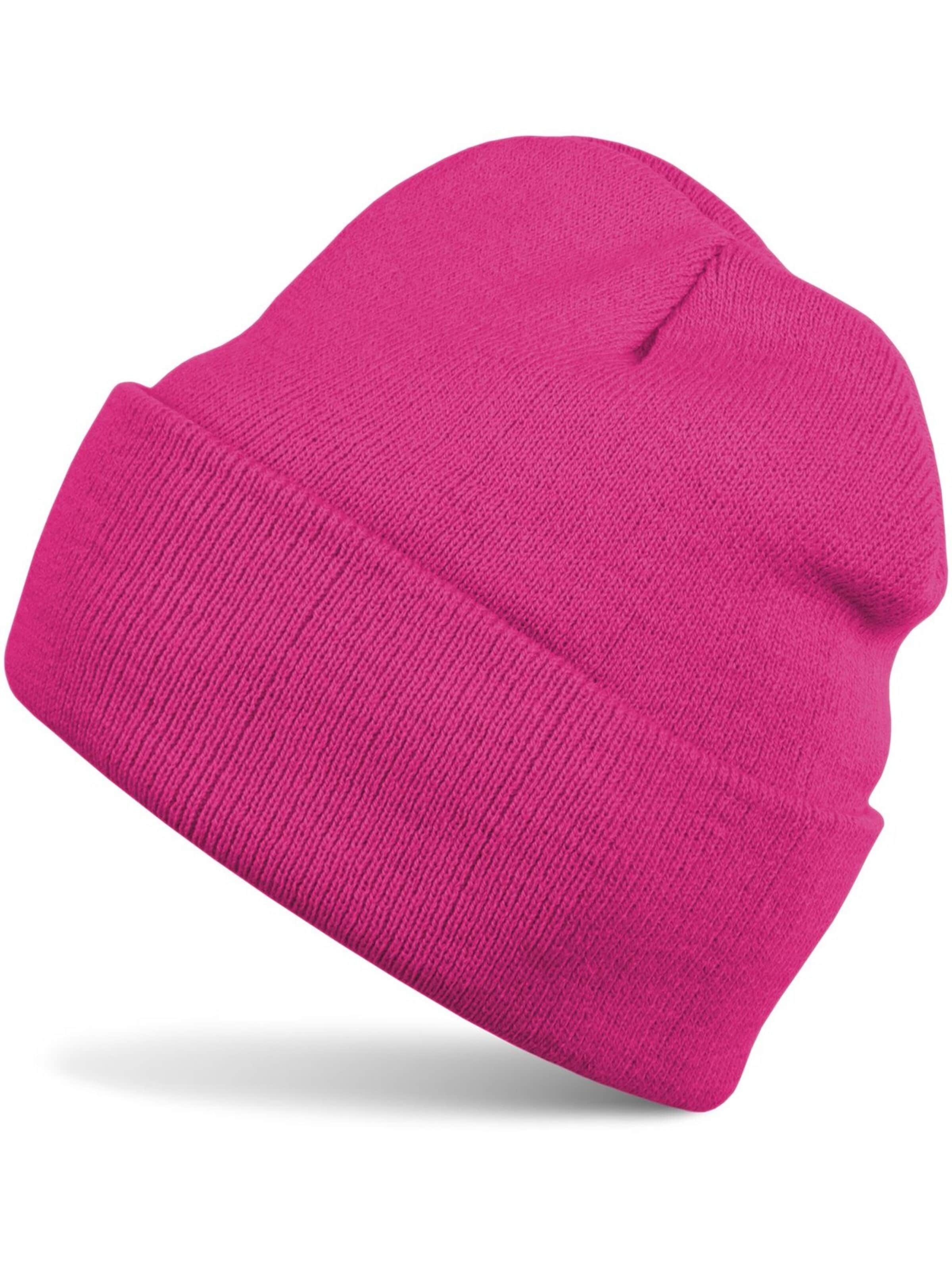 styleBREAKER Beanie 'Winter Strickmütze mit Krempe' in Pink: front