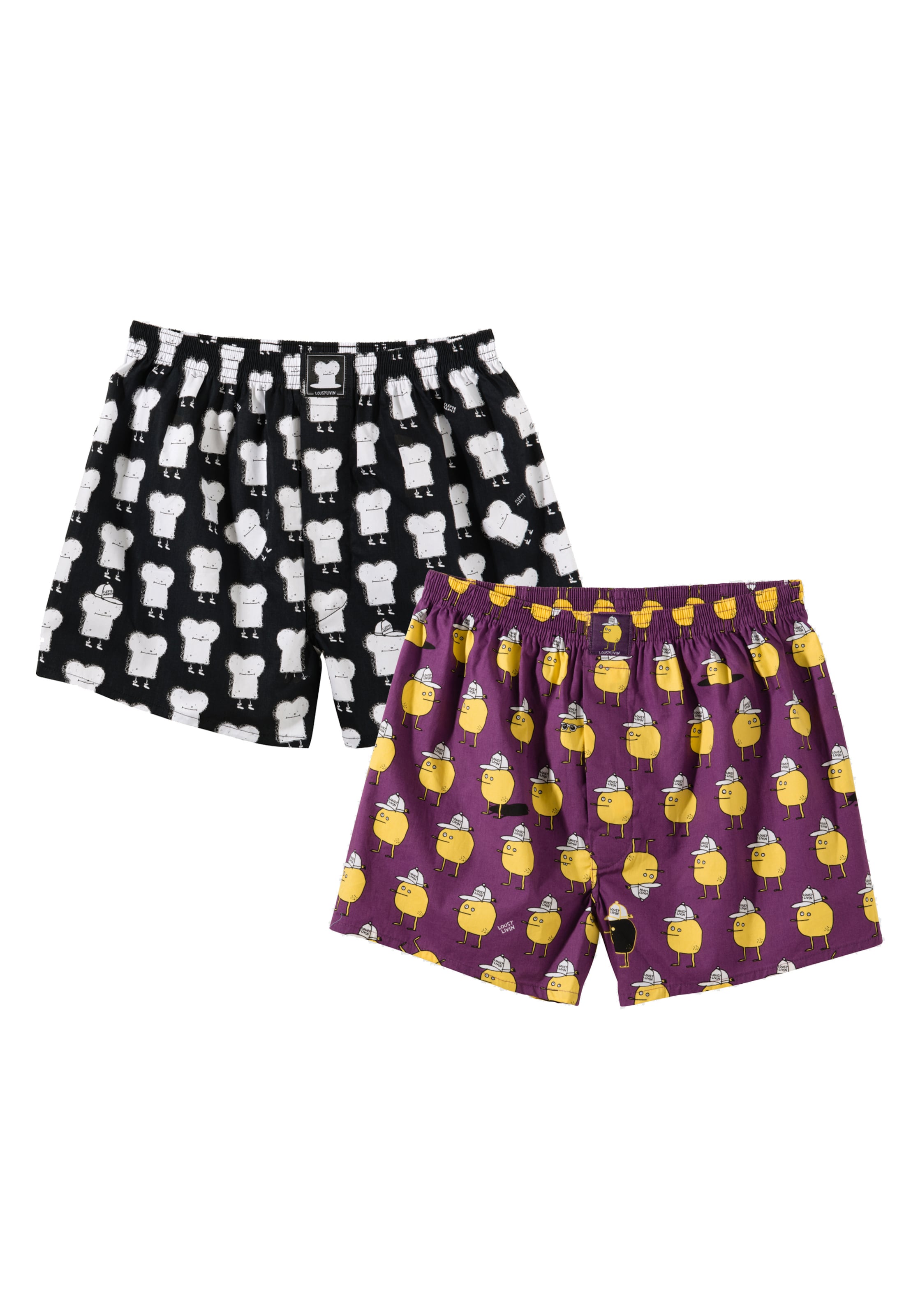Lousy Livin Boxershorts 'Toast Zitrone' in Lila: Vorderseite