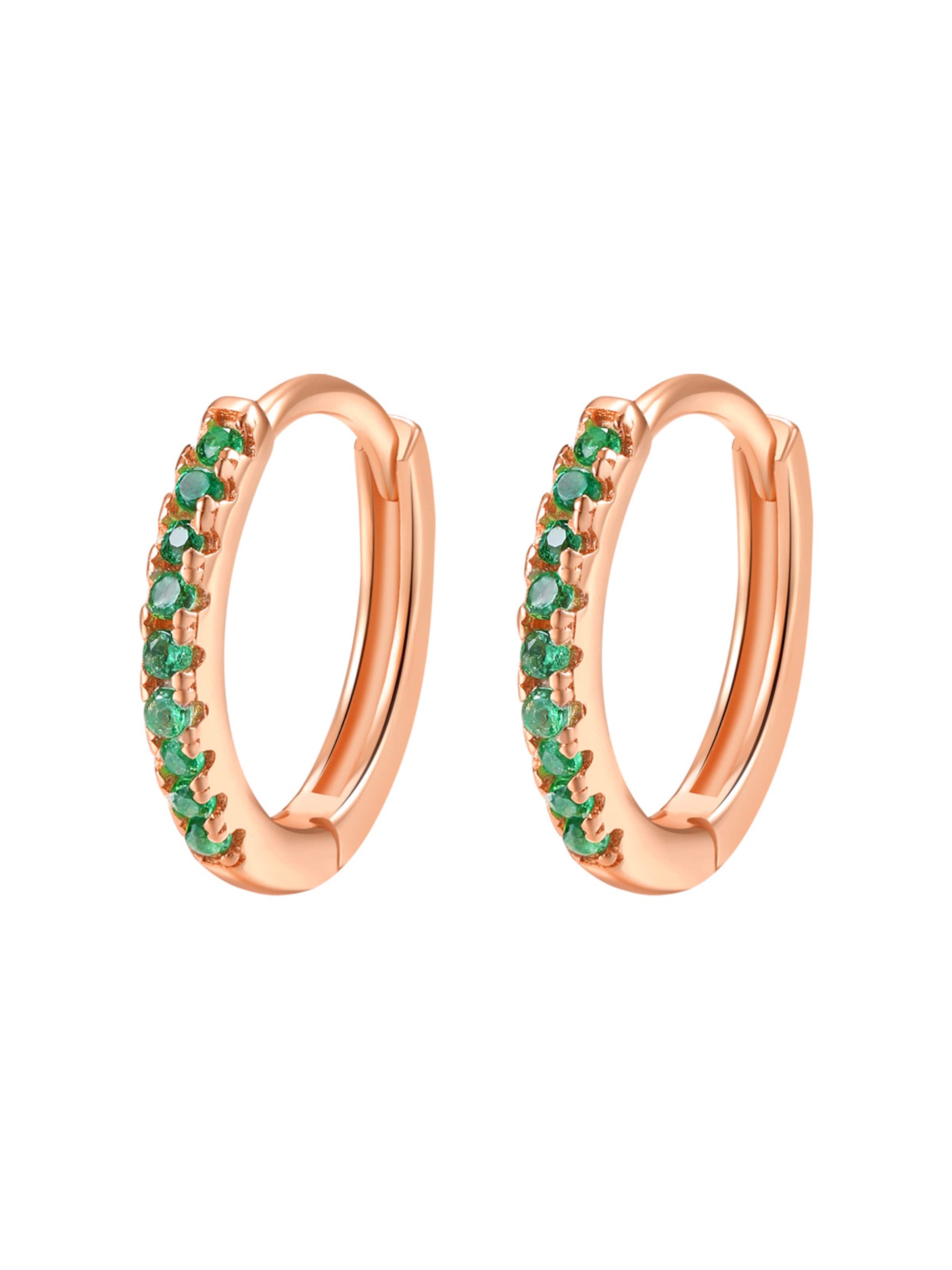 Boucles d'oreilles 'Green Huggies' Hey Happiness en or : devant