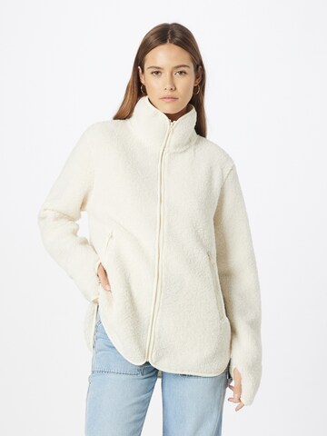 Gina Tricot Fleece jas 'Tara' in Wit: voorkant