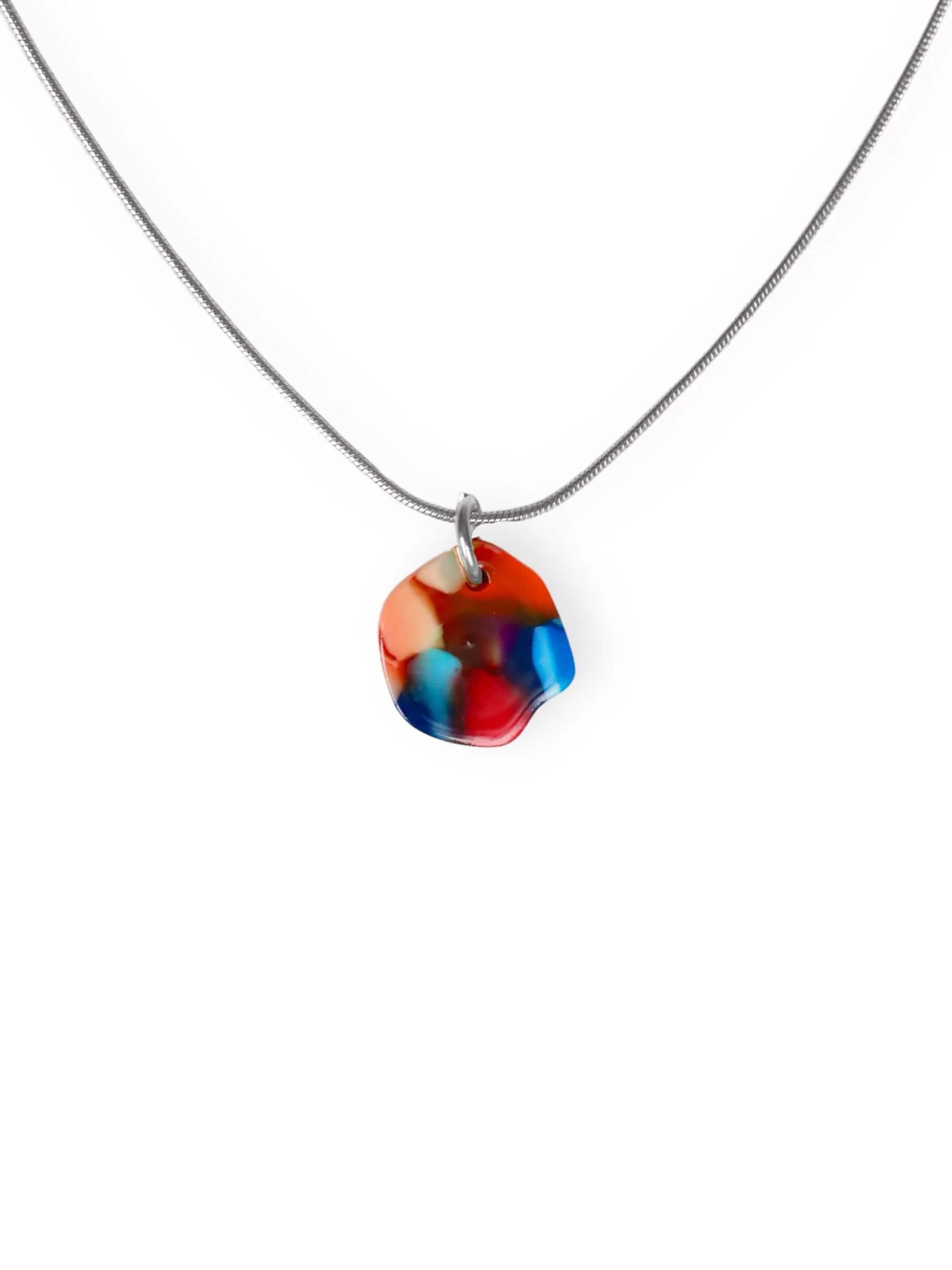 Fräulein Wunder Ketting 'Acetat Alice Silber' in Rood
