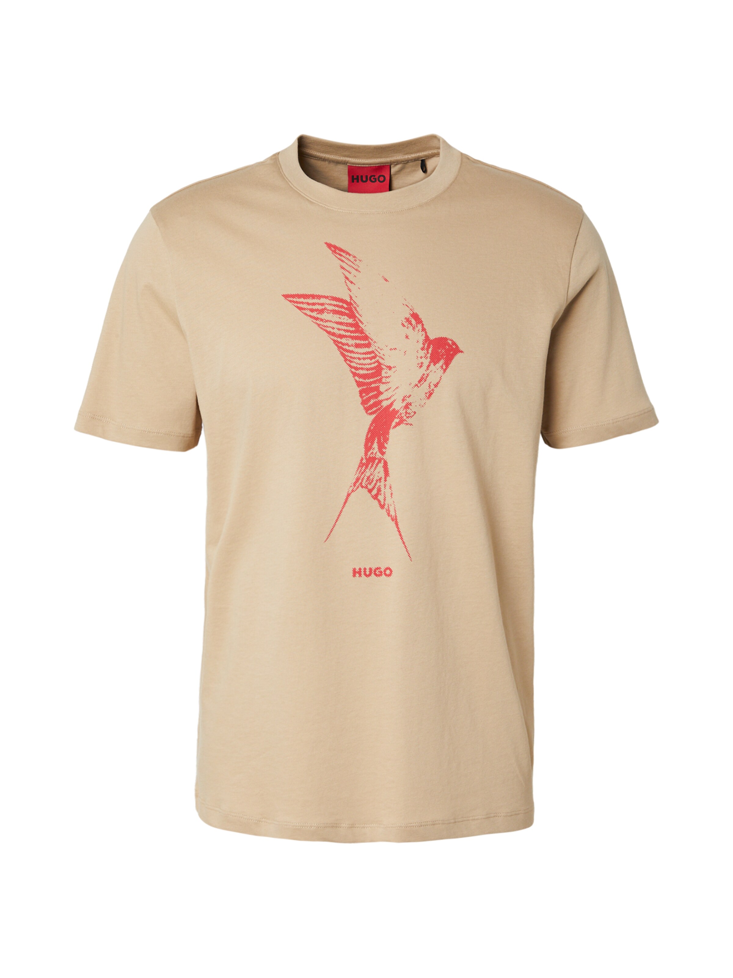 HUGO T-shirt 'Duhorse' i beige: framsida