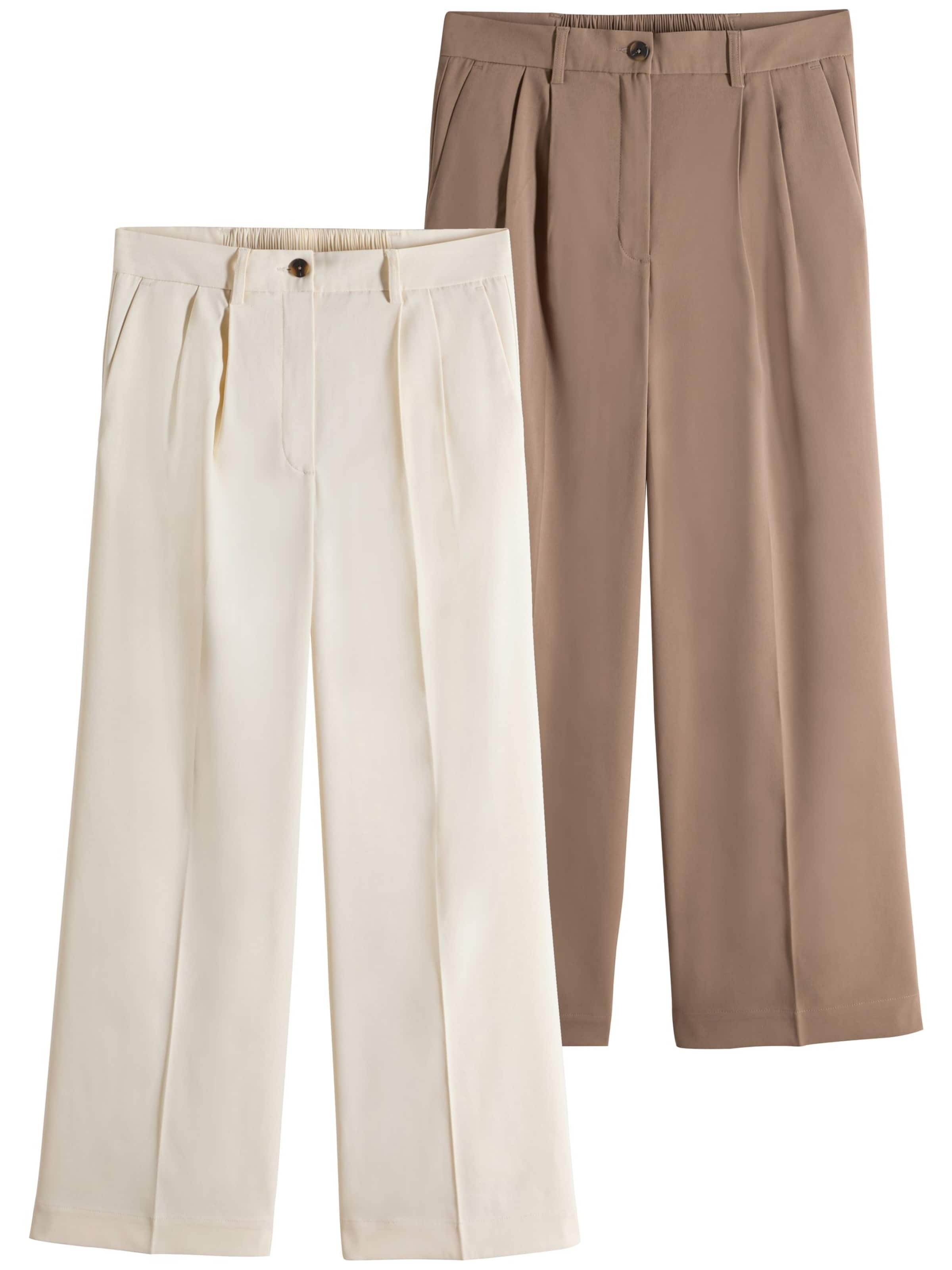The Set Wide leg Pressveckad byxa i beige: framsida
