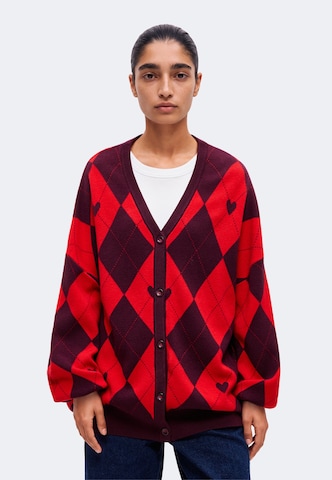 Noisy may Knit cardigan 'NMSHYLA' in Red: front